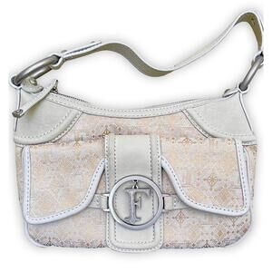 Authentic FERRE Italy Canvas Leather Baguette | Monogram| ITALY